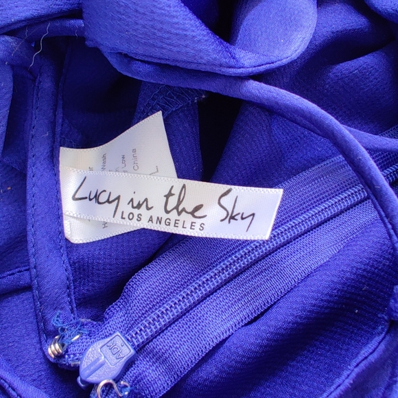 Lucy In The Sky Dena Satin Maxi Dress In Blue Size Large - Picture 6 of 8